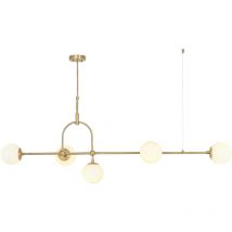 Cosenza 5 Light Ceiling Pendant Matt Antique Brass Plate & Opal Glass - Merano