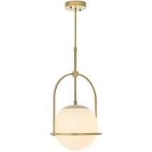 Cosenza Pendant Ceiling Light Matt Antique Brass Plate & Opal Glass - Merano