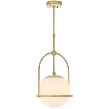 Merano - Cosenza Suspension Plafonnier Matt Laiton Antique & Verre Opalin