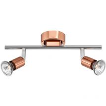 Fayetteville Faretto da Soffitto Doppia Luce 2 Luci Metallo Rame GU10 2x50W - Merano