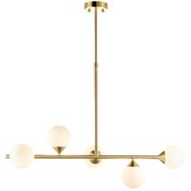 Merano Grosseto Batten Satin Brass Plate, Gloss White Glass