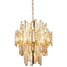 Merano - Latina Single Pendant Ceiling Lamp, Gold Effect Plate, Champagne Crystal