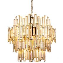 Merano - Latina Single Pendant Ceiling Lamp, Gold Effect Plate, Champagne Crystal