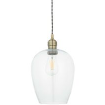 Livorno Lampada da soffitto a sospensione singola, lastra di ottone anticato, vetro - Merano