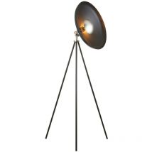 Milan Lampadaire Complet, Noir Mat, Plaque Nickel Mat - Merano
