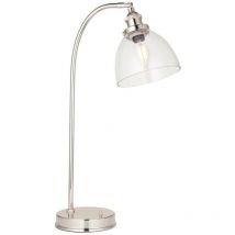 Merano - Parma Lampe de table Task, plaque nickel brillant, verre
