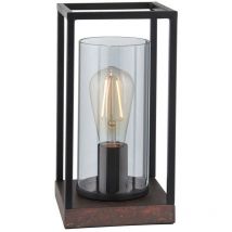 Merano Pescasseroli Lampe De Table Sable Finition Patine Noire Et Bronze Avec Verre Teinté Gris