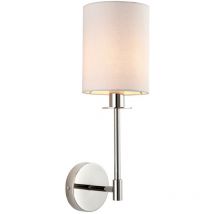 Merano - Pistoia Applique murale Shade, plaque nickel brillant, tissu blanc vintage