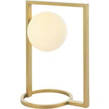 Merano - Ravello Table Lamp Brushed Gold Finish & Gloss Opal Glass