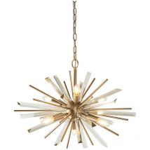 Merano Salerno 6 Light Ceiling Pendant Antique Brass Plate With Champagne Glass