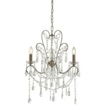 Merano - Taranto Lampada da soffitto a sospensione a braccio multiplo, vernice argento invecchiato, vetro molato