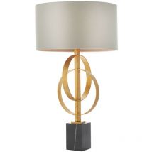 Merano - Trento Lampe de Table Feuille d'Or Antique & Tissu Satin Vison