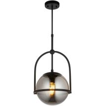 Merano Trieste Plafonnier Suspendu Globe Noir Mat, Verre Miroir Fumé