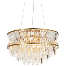 Merano Vittoria Plafoniera A Sospensione In Piastra Di Ottone Caldo, Cristallo E Vetro Trasparente