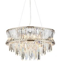 Vittoria Plafonnier Suspendu Plaque Nickel Brillant, Cristal Et Verre Transparent - Merano