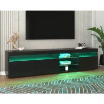 Schwarz moderner TV-Schrank, helles Panel, variable LED-Beleuchtung, Wohn- und Esszimmer 180cm