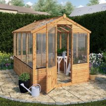 8 x 6 Feet Traditional Greenhouse - Timber - L246 x W204.1 x H205.9 cm - Brown