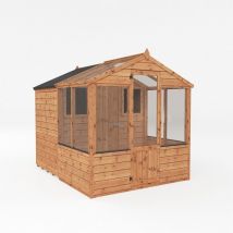 Waltons - 8 x 6 Feet Traditional Apex Greenhouse/Shed Combo - Timber - L245.8 x W201 x H205.8 cm - Brown
