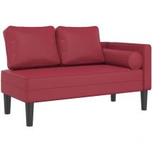 Décoshop26 - Méridienne chaise longue canapé pour intérieur avec coussins en pvc rouge bordeaux DEC026095