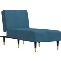 Décoshop26 - Méridienne chaise longue pour intérieur trois positions convertibles en velours bleu DEC026116
