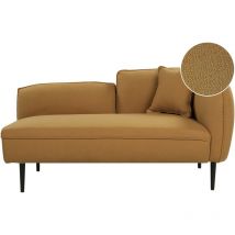 Beliani - Méridienne Côté Droit en Tissu Bouclé Jaune Moutarde Bois d'Eucalyptus avec Oreiller Chevannes