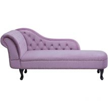Beliani - Chaise Longue Côté Gauche Méridienne Glamour en Velours Violet Clair Nimes