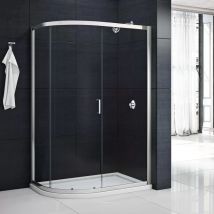 Mbox One Door Offset Quadrant Shower Cubicle Enclosure + Tray, No tray-1200 x 800 - Merlyn