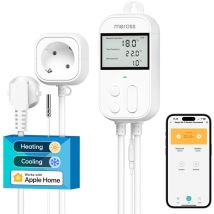 Meross Presa Smart Termostato Temperatura per Apple HomeKit 16A, Termoregolatore Intelligente WiFi Digitale per Alexa e Google Home, per Homebrew,