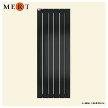 Mert - Design Badheizkörper teo tiefschwarz, Flachheizkörper, 45 x 120 cm 2 Regale links - Schwarz
