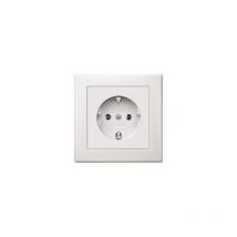 M-smart prise de courant schuko avec plaque de commande complète et bornes à fiche, blanc polaire, MEG23011619 - Merten