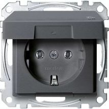 Merten Schuko-steckdose Mit Klappdeckel, Ip44, Berührungsschutz, Steckklemmen Anthrazit, System M Meg2314-0414