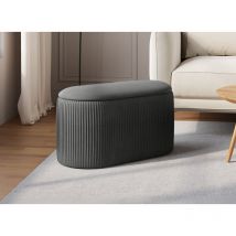 Deco In Paris - mery - Banquette avec coffre de rangement en velours gris mery