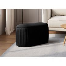 Deco In Paris - mery - Banquette avec coffre de rangement en velours noir mery