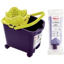 Set cubo e mocio in microfibra Benna scolapiatti automatica e ruote a 360o Extra Large Mop Head Absorbent Mop Non lascia Ratro Viola 14L Dimensioni