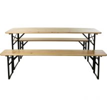 Ambiance - mesa &43 2 bancos plegables madera , Mesa &43 2 bancos plegables maderaTamaño de la mesa: 200 x 60 x 76 cmTamaño del banco: 195 x 25 x 46