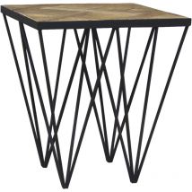 Parumm - Table d'Appoint Carrée Parümm Sax 50x50x55 cm en Bois d'Orme Recyclé et Fer