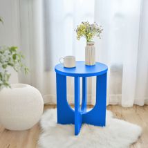 Mesa auxiliar Kysdajore 50xØ40 cm con tablero redondo Azul real [en.casa]