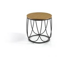 Pdcor - Mesa auxiliar Delia acabado roble, 42cm (diámetro) x 40 cm (alto)
