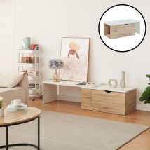 Mesa auxiliar Österåker con tablero extensible 100x48x40cm - Madera/Blanco [en.casa]