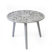 Mesa auxiliar redonda barata acabado gris, 46cm(alto) 48cm(ancho) 36cm(largo)