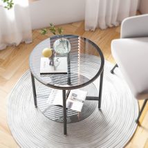 Unho - Mesa Auxiliar Redonda de Cristal Mesita de Café Nórdica, 50 cm