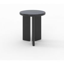 Mesa auxiliar redonda de madera negra D40 cm - Néa