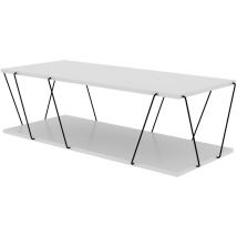 Mesa auxiliar rectangular 120x30x50 cm - Blanco Negro - Blanco Negro
