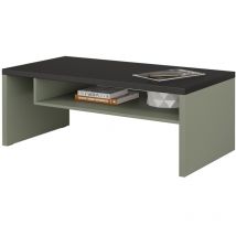 Meublorama - Mesa baja havana – Verde salvia y negro – Tablero negro mate – Con nicho – Diseño moderno
