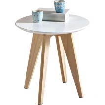 Mueblix - Mesa Auxiliar Salón Comedor Color Blanco y Roble 40 cm