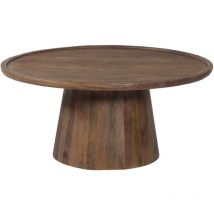 Mesa baja redonda de madera maciza colección JAKARTA - Estilo étnico y diseño - Diámetro 80cm