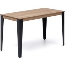 Mesa Lunds 100x60x75cm Negra en madera maciza de pino acabado vintage estilo industrial Box Furniture