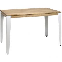 Mesa Lunds 120x80x75cm Blanca en madera maciza de pino acabado vintage estilo industrial Box Furniture