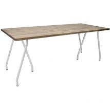Box Furniture - Mesa Caballete 200x80x72cm Blanca en madera maciza de pino acabado vintage estilo industrial