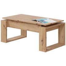 FRS - Mesa centro Caspe elevable acabado roble nordish. Medidas: 105 cm (Ancho) x 55 cm (Fondo) x 45 cm (Alto)